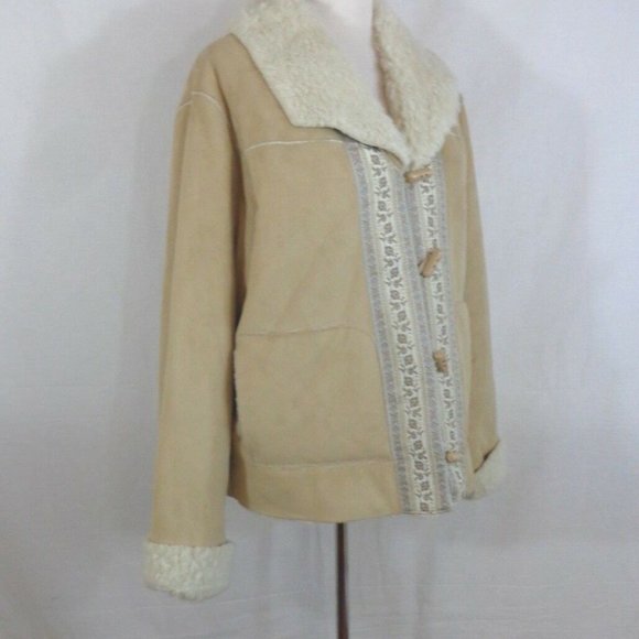 COLDWATER CREEK SZ L FAUX FUR SUEDE  JACKET - Picture 3 of 6